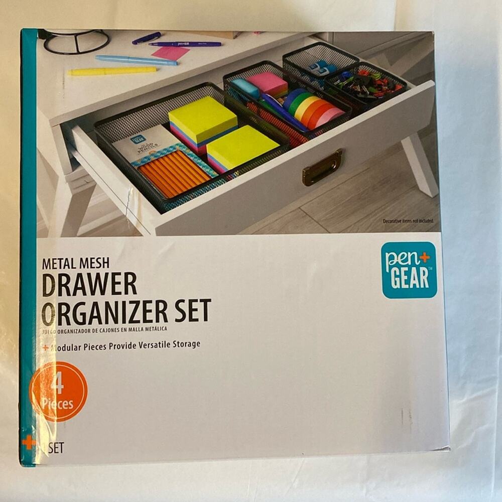 New in box Pen + Gear metal Mesh drawer‎ organizer storage 4 piece modular set